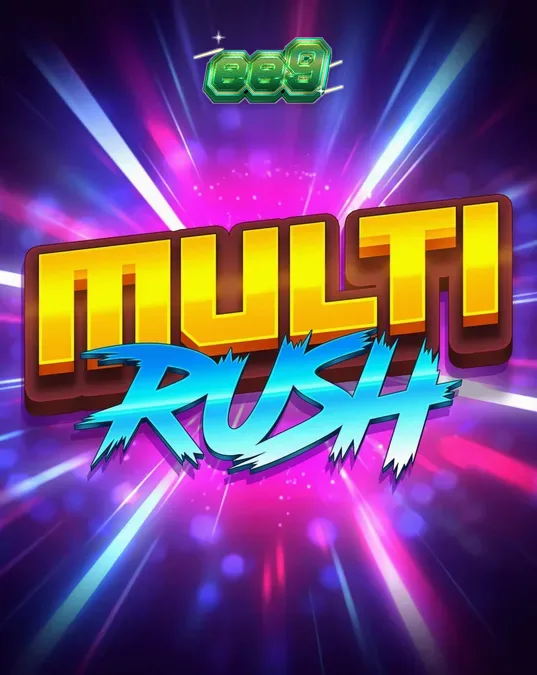 Interface vibrante do slot Multi Rush com elementos de frutas neon